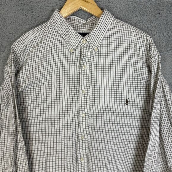 Ralph Lauren Shirt Mens 3XLT Cream Check Long Sleeve Button Down Classic Fit - Picture 2 of 8